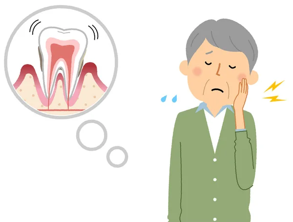 Ouderen Met Parodontale Ziekte Het Een Illustratie Van Een Oudere — Stockvector