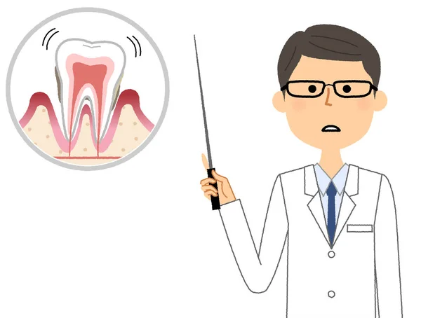 Doctor Uitleggen Parodontale Ziekte Het Een Illustratie Van Een Arts — Stockvector