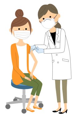 Aşılanmış genç bir kadın / Aşılanan genç bir kadının görüntüsü.