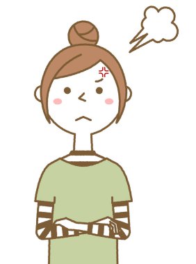 Öfkeli genç bir kadın / Kızan genç bir kadının görüntüsü.