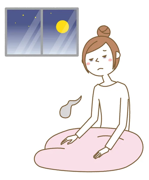 眠れない若い女性 眠れない若い女性のイラストです — ストックベクタ