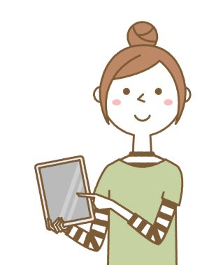 Tabletli genç bir kadın. Tabletli genç bir kadın..