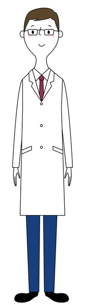 Men Wearing White Coat Illustration Man Wearing White Coat — Stock Vector