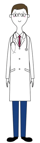 白いコートを着た男性 白いコートを着た男性のイラストです — ストックベクタ