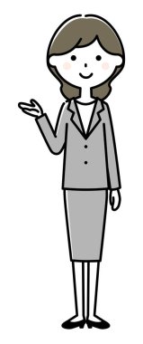 Bu, takım elbiseli bir kadının açıklayıcı bir çizimi..