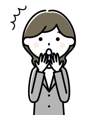 Şaşırmış takım elbiseli bir kadının tasviri..