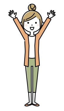 Genç bir kadının her iki el ele tutuşarak gösteren bir örnek bulunmaktadır.