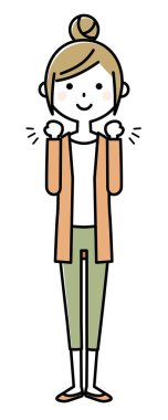 Bir zafer poz yapan genç bir kadın bir örnektir.