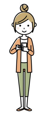 Bir akıllı telefon ile genç bir kadın resmi.