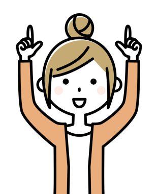 Bir parmak duran bir genç kadın bir örnektir.