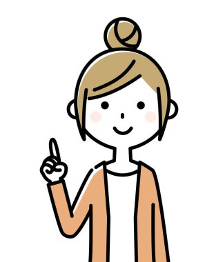 Bir parmak duran bir genç kadın bir örnektir.