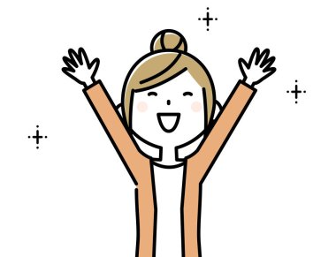 Genç bir kadının her iki el ele tutuşarak gösteren bir örnek bulunmaktadır.