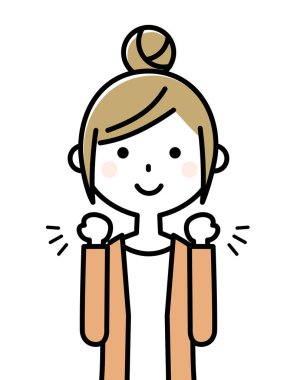 Bir zafer poz yapan genç bir kadın bir örnektir.