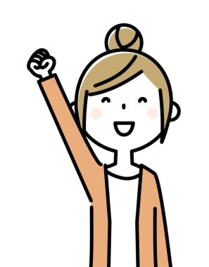 Bir zafer poz yapan genç bir kadın bir örnektir.