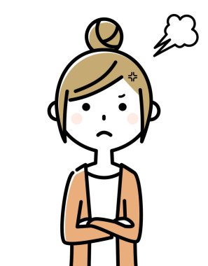 Kızgın bir genç kadın çizimi.