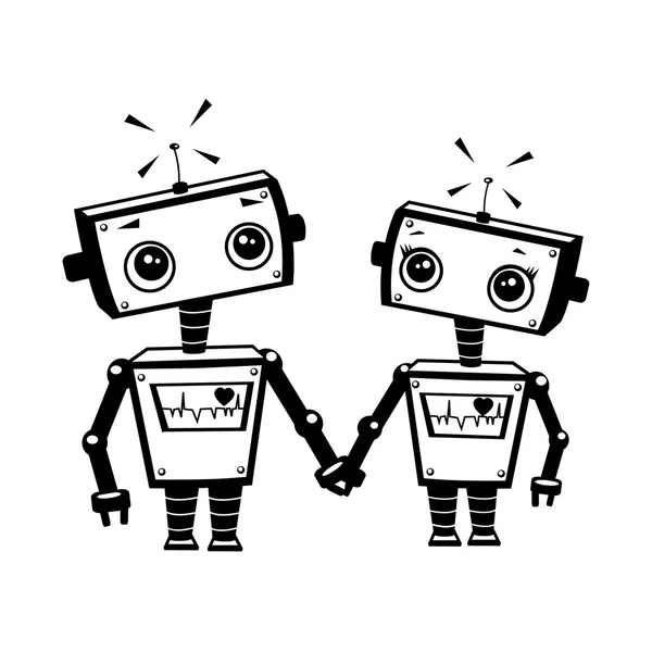 Robot innamorati — Vettoriale Stock