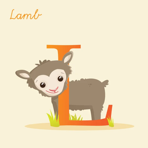 Alphabet animal avec agneau — Image vectorielle