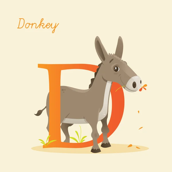 Alfabeto animal con burro — Vector de stock