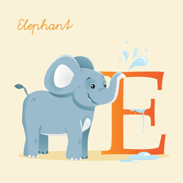 Alfabeto animal con elefante — Vector de stock