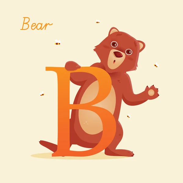 Alphabet animal avec ours — Image vectorielle