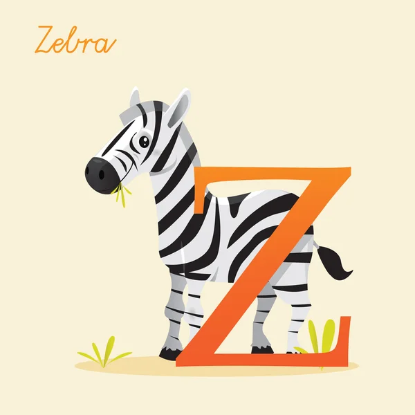 Alphabet animal avec zèbre — Image vectorielle