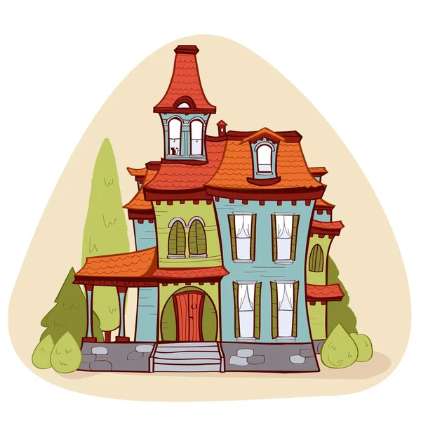 Linda casa de dibujos animados estilo — Vector de stock