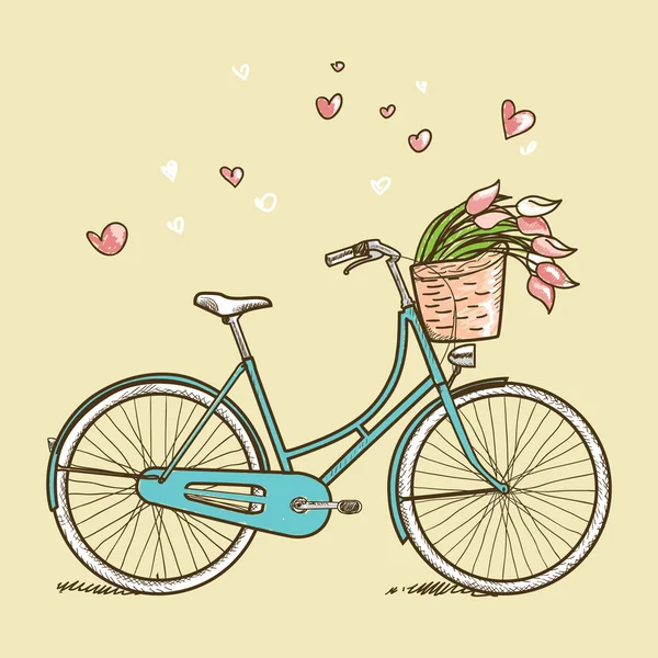 Bicicleta vintage con flores — Archivo Imágenes Vectoriales