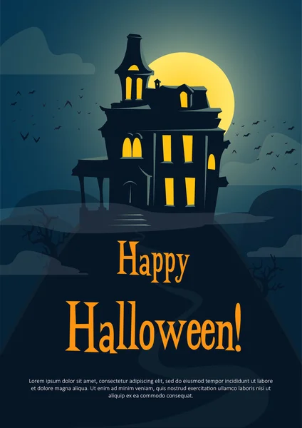 Halloween háttér kísérteties kastély — Stock Vector