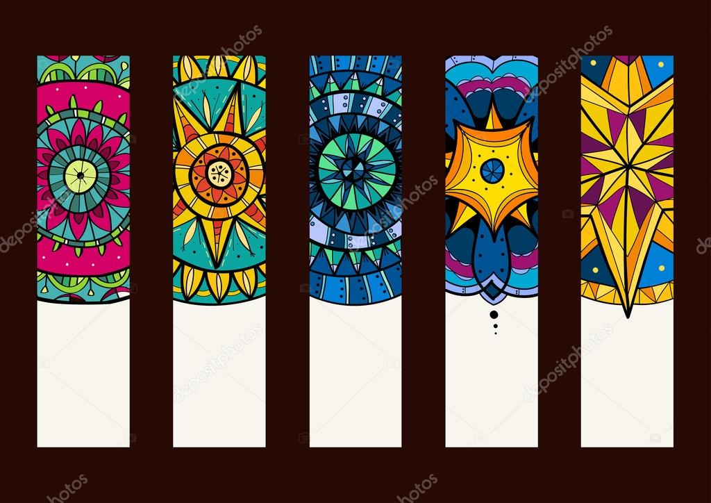 Set 2 of banners, with hand drawn mandalas