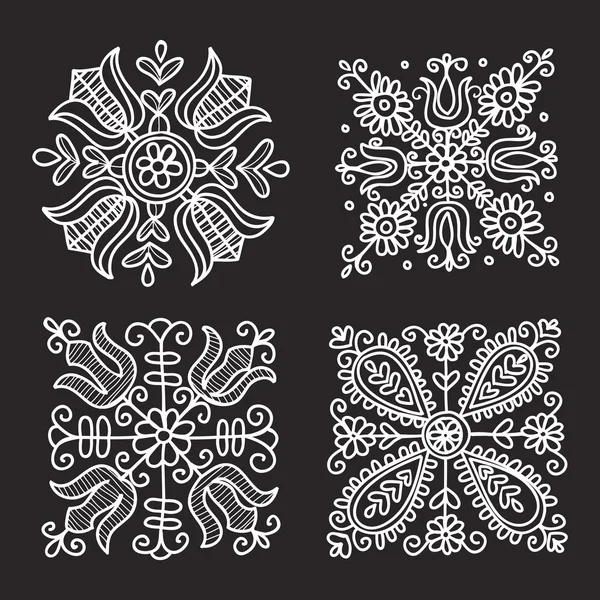 Rectangular floral folk ornament — Stock Vector