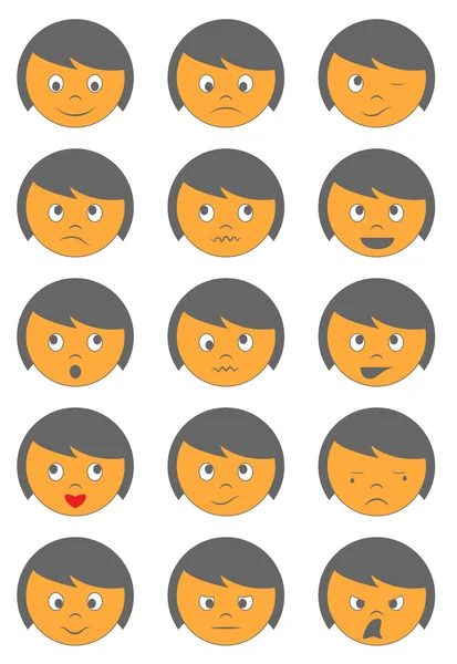 Rostos emoticons bonitos — Vetor de Stock