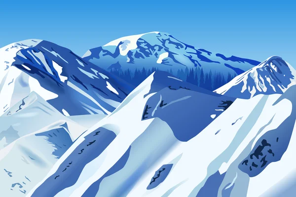 Snowy mountains — Stock Vector