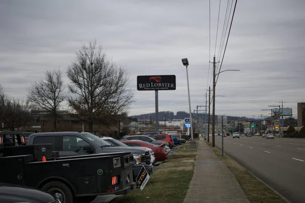 Johnson City Tennessee Stany Zjednoczone 2021 Restaurant Parking Electric Sign — Zdjęcie stockowe