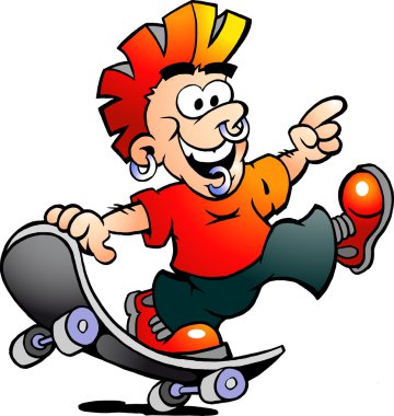 Mutlu bir Cool Skater Boy çizilmiş vektör çizim