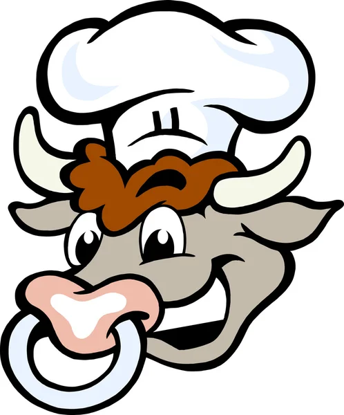 Kézzel rajzolt vektoros illusztráció egy boldog Chef bika fej — Stock Vector