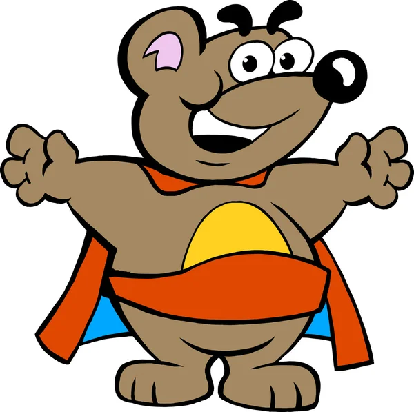 Urso super herói forte feliz — Vetor de Stock