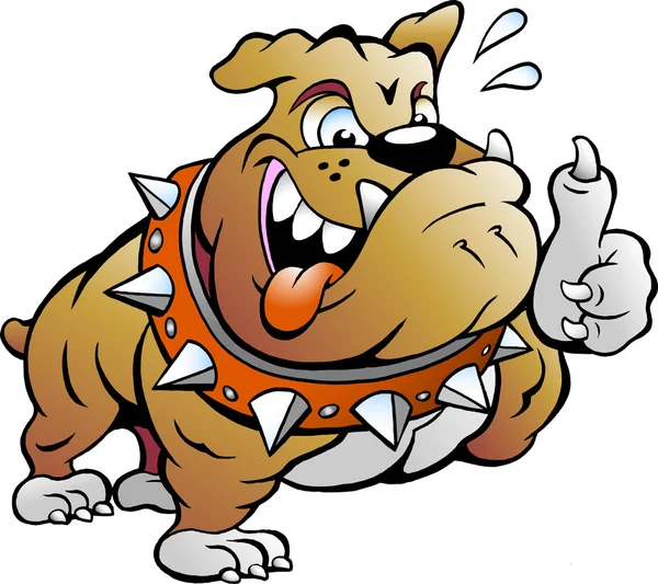 Vektor tecknad illustration av en glada starka muskulösa tjurhund ger tummen upp — Stock vektor