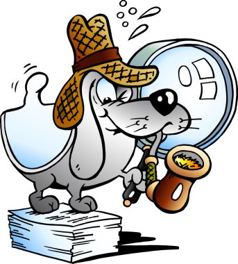 Vector illustration of a Paper Dog Detective Mascot clipart