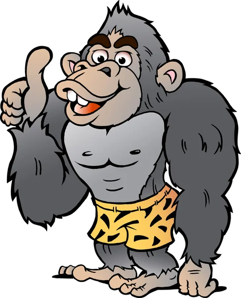 Vector Cartoon illustration of a Strong Gorilla giving Thumb Up — Stock Vector