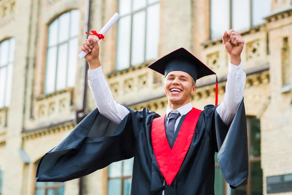 Graduation: Student Standing With Diploma — Stock Photo, Image