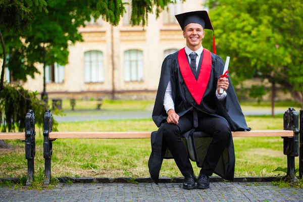 Graduation: Student Standing With Diploma — Stock Photo, Image