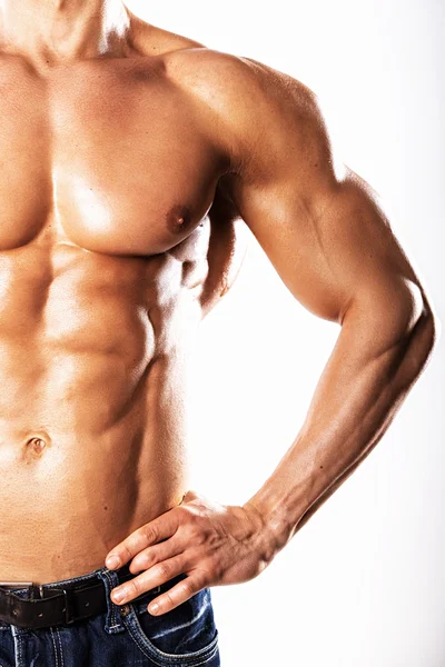 Man showing body and six pack — Stock Photo, Image