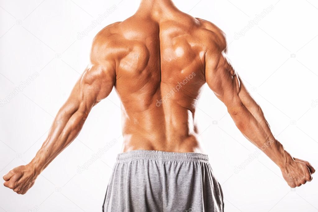 Athletic Man showing muscular back 