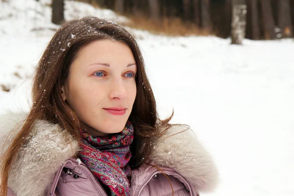Télen a fiatal nő portréja — Stock Fotó