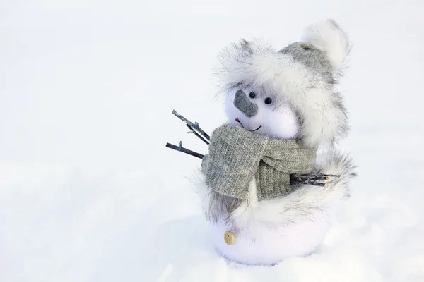 Snow man toy standing close up — Stock Photo, Image