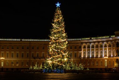 Palace Square St. Petersburg. New Year Christmas tree clipart