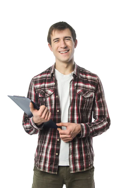 Stylish college student posing with notebook — Stock Photo, Image