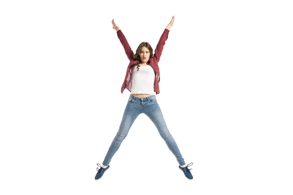 Young girl dancing over white background — Stock Photo, Image