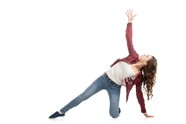 Young girl dancing over white background — Stock Photo, Image