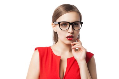 Kadın açık dudaklı uzağa arıyorsunuz